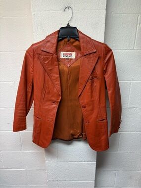 Casual Corner Women's Burnt Orange Leather Blazer Jacket